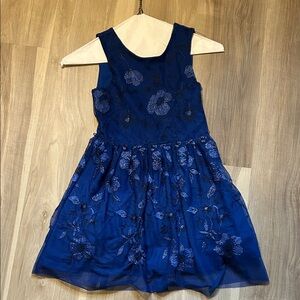 Elegant Blue Floral Kids Dress